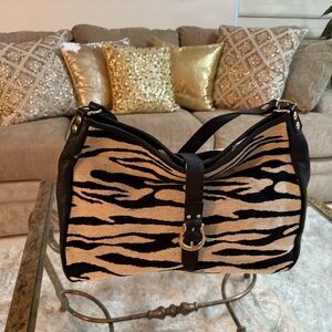 Kate Spade Black and Tan Zebra Print Shoulder Bag